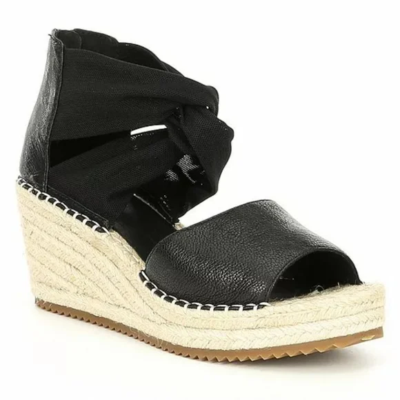 ★ ★ Eileen Espadrille Wedge Sandals Black T52 Eileen Fisher Wiley Black Wedge Espadrille Sandals
